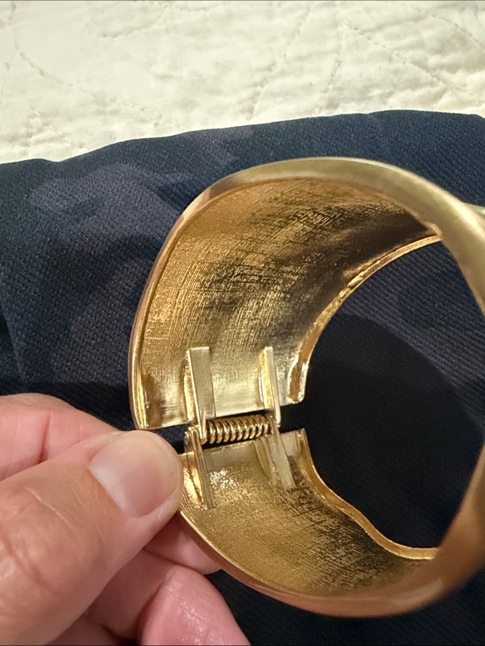 Wide Gold Wavy Metal Cuff Bracelet - Picture 2 of 4